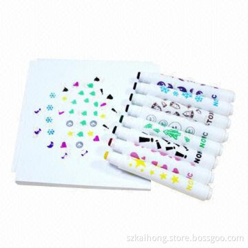 Stamp marker pen with water-based Ink, 13.8cm length and 1.4cm diameter, made of PP
